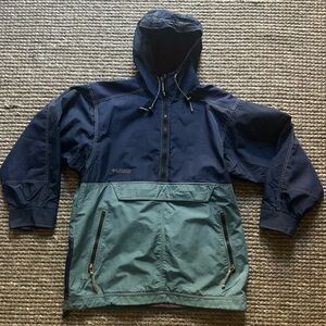 Vintage Columbia Men's Blue and Green Windbreaker